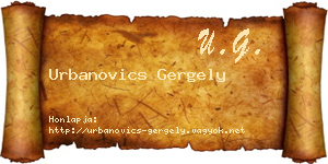 Urbanovics Gergely névjegykártya